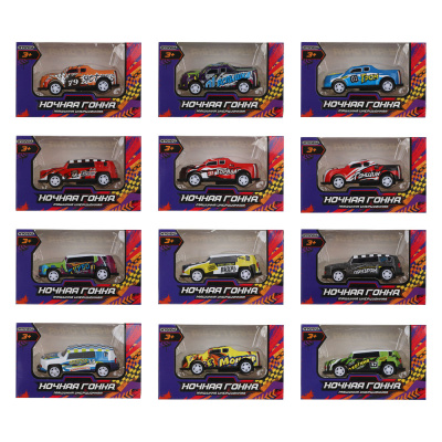 Машинка "Ночная гонка", инерция, металл, PP, PVC, 10х6х4см, 12диз ИГРОЛЕНД,пласт (1/720)