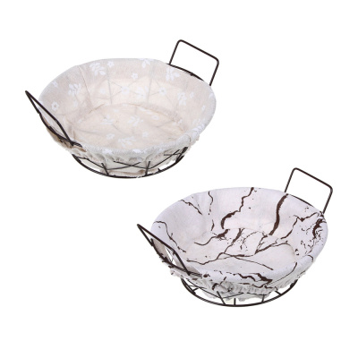 Корзина д/мелочей "Селеста", круглая, 21х21х7см, металл, лён, полиэстер, 2 диз VETTA (6/6)