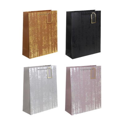 Пакет подарочный, с шильдиком, 32x26x10см, тиснение, бумага, арт.11, 4диз тм Fntastic (12/264)