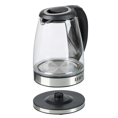 Чайник электрический 1,8л стекло, черный LEBEN (1/12)