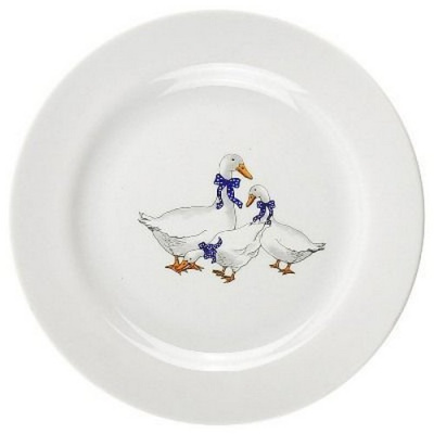 Тарелка 17,5см мелкая диам Гладкий край Гуси (фарфор) , р.4 (30)
