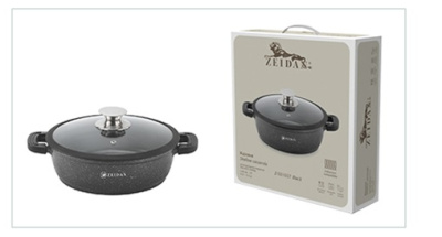 Жаровня 4,0л с ст/кр Black(индукц.дно,силик.накл.,А/П)(литой алюм)  п/у (1/6)