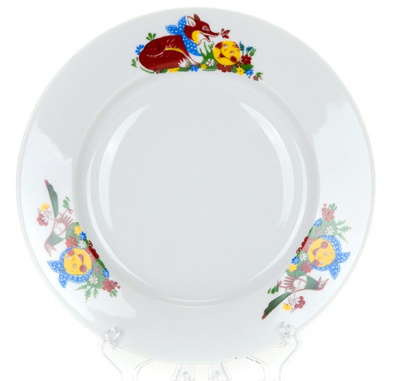 Тарелка мелкая диам. 175 мм Гладкий край Веселый Колобок (фарфор) , р.1585, С2475 (30)