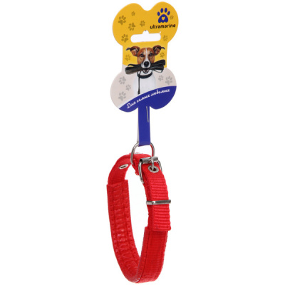 Ошейник д/собак однотонный "ЗООЛЕНД БРО", цвет красный, 1,5*43см (бирка) (1/12)