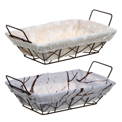 Корзина д/мелочей "Селеста", прямоуг., 23х16х7см, металл, лён, полиэстер, 2 диз VETTA (1/96)