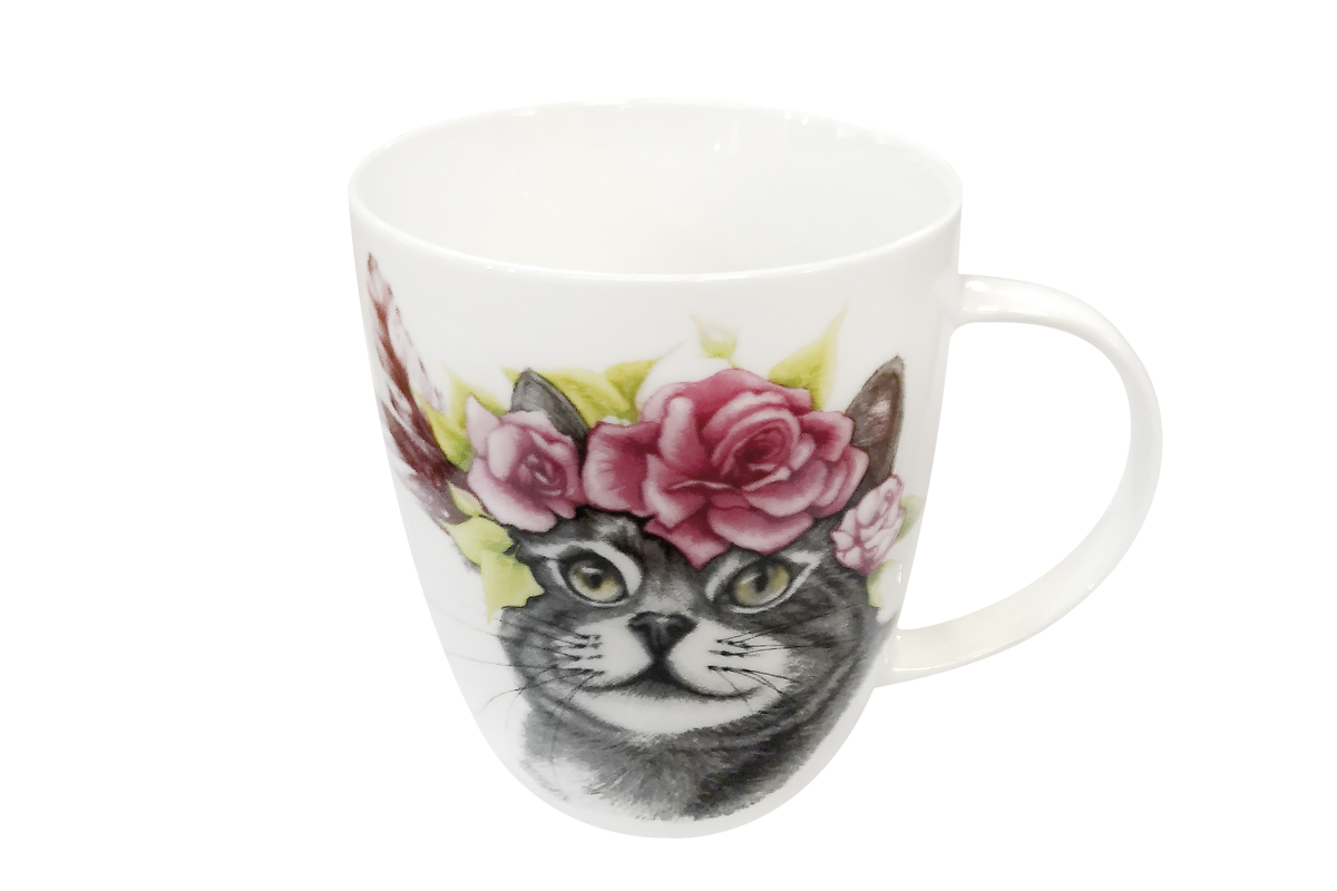 Кружка 420мл Cat in flowers ф.дерби 12 см*9 см*10 см(фарф.) (2/6)