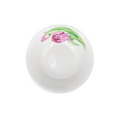 Салатник 360 мл Круглый Розовые тюльпаны (фарфор) , р.4 (40)