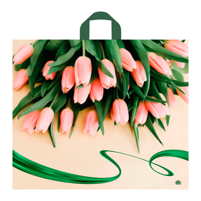 Пакет Райские тюльпаны-пакет с петлевой ручкой, 50x60 см, 60 мкм ПВД(1/25)