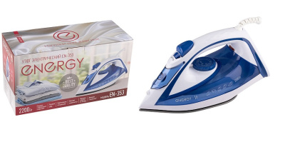 Утюг 2200Вт ENERGY EN-353 голубой, пар, спрей, пар.удар, самооч., тефлон.подошва, антина (1/10)