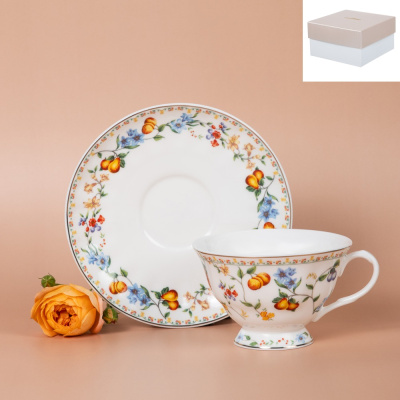 Набор чайный 2 пр., 220мл, 15см, фарфор MILLIMI Виола (1/36)