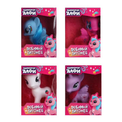 Фигурка "Единорог Алфи", pp, pvc, 9х5,5х13см, 4 диз ИГРОЛЕНД(1/240) 