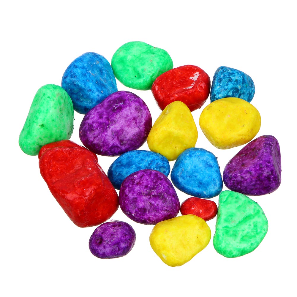 Камни цветные 2.0-3.0см в банке 500гр, натуральный камень INBLOOM (1/6//24)
