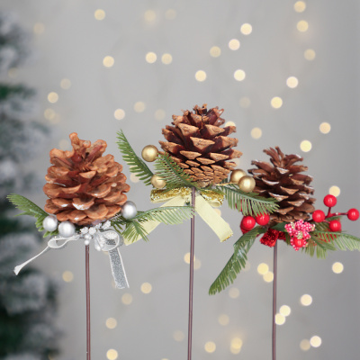 Топпер в виде шишки с декором, 19x10x5 см, полиэстер, пластик, 3 цв СНОУ БУМ (1/12)