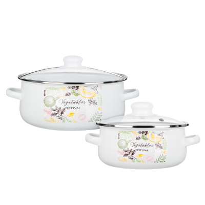 Набор эмалир. кастрюль со стекл. крышками, 4пр. (18/24см, 1,5/4л) "Овощной микс", индукция (1/12)