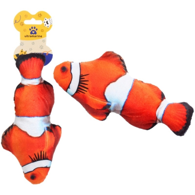 Игрушка д/кошек мягкая реалистичная "Рыбка Клоун", 20см/17гр (1/12)