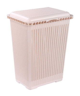Корзина д/белья "Вязаное плетение" 25л (бежевый) (уп.6)