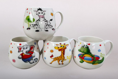 Кружка 380мл микс (4диз) (фарф.) (12/48)