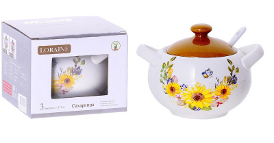 Сахарница 375мл с крышкой +ложка LR керам.(1/36)