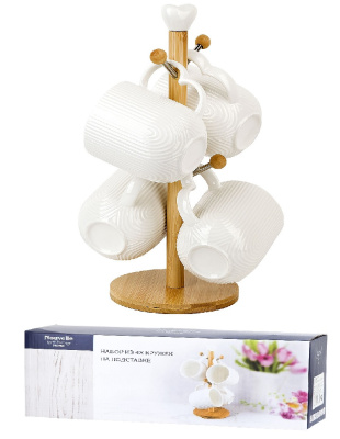 Набор из 4 кружек на подст. "Naturel" 18х18х31см v 340мл (п/у) фарф.(1/10)