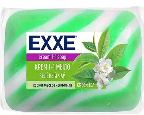 EXXE Туалетное крем-мыло 1+1 "Зеленый чай/Оливковое масло" зеленое 80гр (1/72)