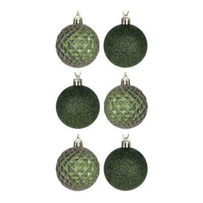 Набор шаров 6 см, 6 шт, зеленый, 26-156 СНОУ БУМ (1/72)