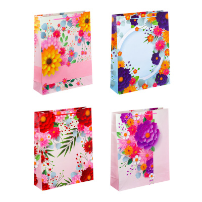 Пакет подарочный бумажный, 32x40x10 см, 4диз, Цветочный узор LADECOR (12/12)