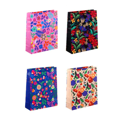 Пакет подарочный бумажный, 26x32x9 см, 4диз, Цветочный узор, арт 3 LADECOR (1/12)