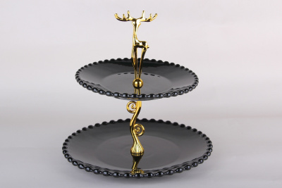 Ваза 2х-ярусная 20*25см черная (фарф) (1/12)