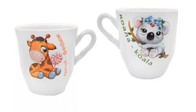Кружка 250 см3 ф.740 "Школьная" Жираф и Коала (фарфор)(24)