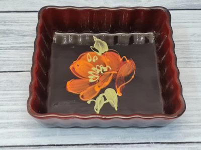 Емкость для запекания квадратная малая "Волна" Мак черный (4)