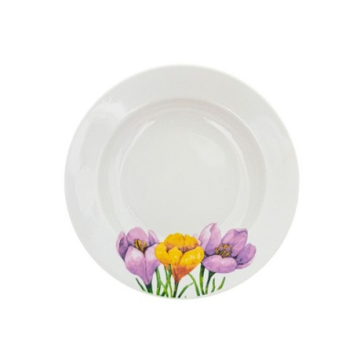 Тарелка глубокая диам. 240 мм Гладкий край Крокусы (фарфор) , р.4 (20)