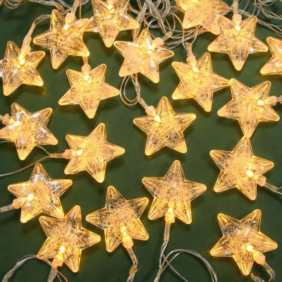 Гирлянда эл. насадка "Звезда" 5м, 20LED, шампань, пост.свеч, ПВХ проз, 220В СНОУ БУМ (1/50)