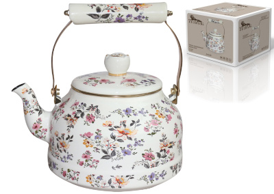 Чайник 2,7л, эмал.сталь,комбин.ручка,"под золото",внутр.эмал.пок.наруж.покр.эмаль с рис. (1/12)