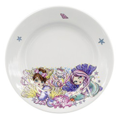 Тарелка мелкая диам. 200 мм Гладкий край Русалочки (фарфор) , р.1800 (30)
