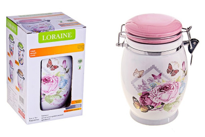  Банка для сыпучих 900мл Батерфляй LR керам.(1/24)