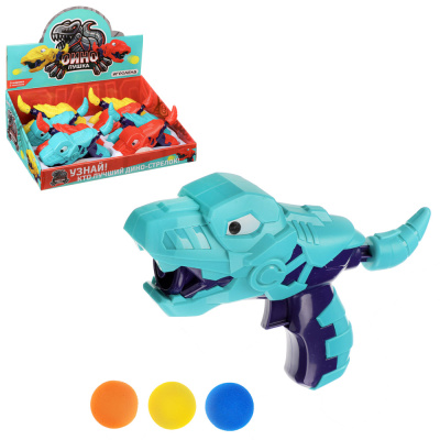 Дино-пушка с шариками EVA - 3ШТ., ABS, 14Х20Х7см ИГРОЛЕНД (8/72)