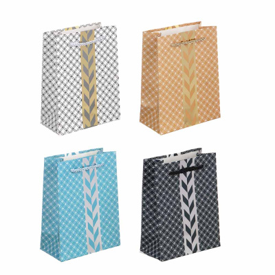 Пакет подарочный, высококачественная бумага, с фольг.слоем, 12x16x6,5 см, 4 цв (1/12)