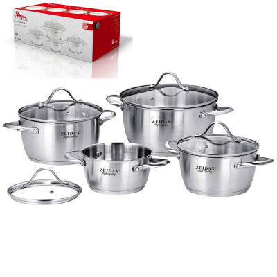 Набор посуды 8пр (кастр. 2,0л, 3,0л, 3,6л, 6,0л) 3-х слойн.капсул.индукц.дно, ст/кр (нжс) п/у (1/2)