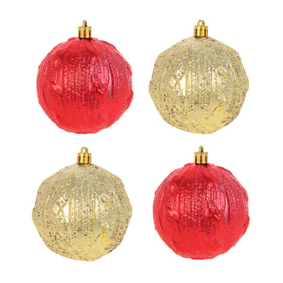 Набор шаров 8 см, 4 шт, красный, золото, 26-114 СНОУ БУМ (1/1)