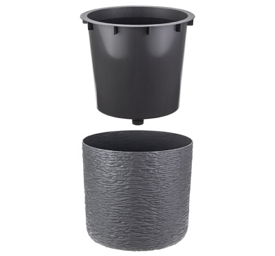 Кашпо СЛАНЕЦ  D200мм 3,4л с вставкой Графитовый 