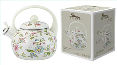 Чайник 2,5л со свистком Provence(эмал.сталь,бакелит.ручка,наруж.покрытие-эмаль с рис.) п/у (1/6)