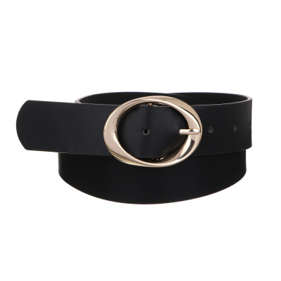 Ремень женский, ПУ, металл, ширина 3,6см, длина 95/105см, черный, РЖ2023-7(4/120)