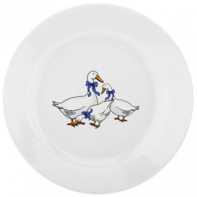 Тарелка мелкая диам. 175 мм Гладкий край Гуси (фарфор) (1/25)