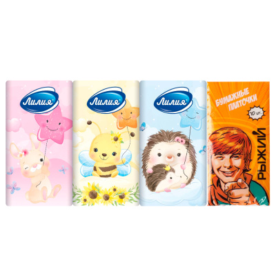 Платочки бумажные, 2 слоя, 10шт Рыжий BY/Лилия (6/144)