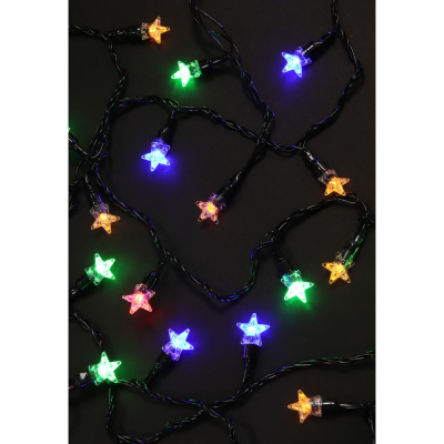 Гирлянда эл. улич. с насадками "Звезда", 10м,100LED, мульти, 8 реж, ПВХ черный, 220В СНОУ БУМ (1/1)