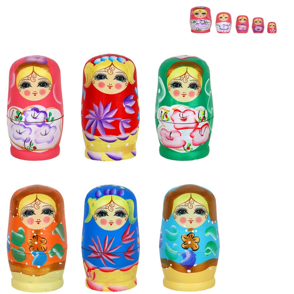 Матрешка 11,5*5,5см 5шт (дерево) (1/25/100)