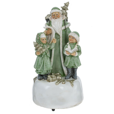 Фигурка декоративная с музыкой "Дед Мороз и дети", L9,5 W9,5 H18,5см(полим.мат.) (1/4)