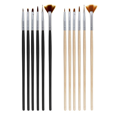 Набор кистей для маникюра 6шт, дерево, металл, ворс нейлон, 18-19см, 2 цвета(6/600)