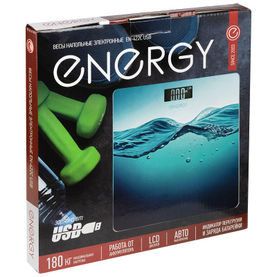 Весы напольные электронные 26*26 см ENERGY EN-422C USB (стеклянная поверхность, 180кг) (1/15)