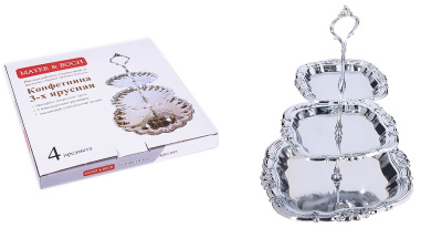 Конфетница мет. 3-х ярусная MB нерж.(1/20)
